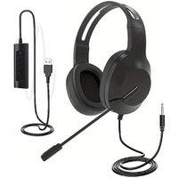NESTLUNE 2in1 3.5mm Jack + USB Wired Gaming Headset Over-Ear Headphones in Black