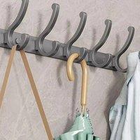 NESTLUNE 12 Hooks Aluminum Key Coat Clothes Door Holder Rack in Grey