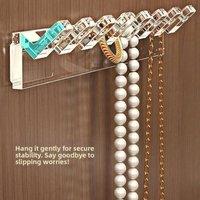 SPETLEK 9Pcs Jewelry Storage Rack Wall Mounted Necklace Holder Jewelry in Clear | Size: Large