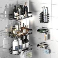 KORVIXA 6X Shower Caddy No Drill Stainless in Black