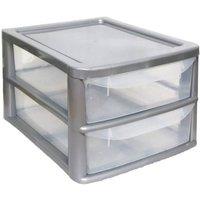 FLAVORA A4 2 Drawers Sliver PLASTIC STORAGE DRAWERS in Silver | Size: 500mm