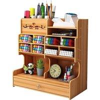 SPETLEK Wooden Desk Organiser Desktop Tidy Pen in Brown