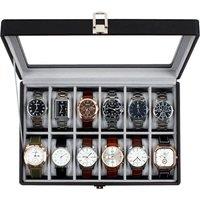 SPETLEK 12 Slot PU Leather Watch Box in Black