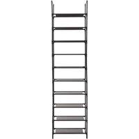 KORVIXA 10Tier Narrow Shoe Rack Shoe Shelf in Black | Size: 100 cm x 100 cm
