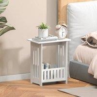 KORVIXA Slim Coffee Side Table Newspaper Magazine Shelf in White | Size: 900mm
