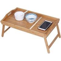 KORVIXA Bamboo Wooden Bed Tray Table in Brown | Size: 0.6m2