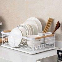 KORVIXA Metal Wire Dish Drainer Cutlery Holder in White | Size: 0.6m2