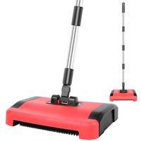 FLAVORA Carpet Sweeper Manual Cleaner Floor Cordless Duster Broom in Red | Size: 0.5m x 1m