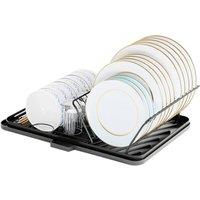 FLAVORA Large Dish Drainer Drying Rack Carbon Steel Plate Utensil Holder in Black | Size: 0.6m2