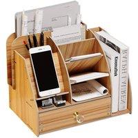 FLAVORA Office Supplies Wooden Desk Rack Single Drawer in Natural | Size: 500mm