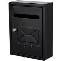 SPETLEK Black Wall Mounted Letter Box Secure Outdoor Mailbox with 2 Keys