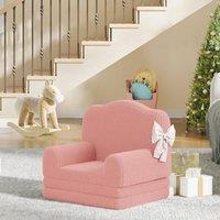 London Boutique Convertible Kids Couch Sofa Bed 2-in-1 Folding Toddler Couch Chair in Pink
