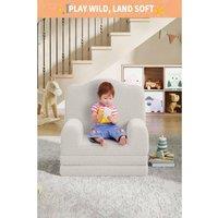 London Boutique Convertible Kids Couch Sofa Bed 2-in-1 Folding Toddler Couch Chair in White