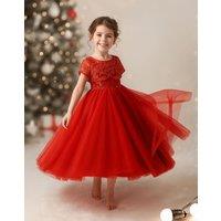 Lilly + Bo Girl's Grace in Red Flower Girl or Party Dress | Size: 11-12 Years