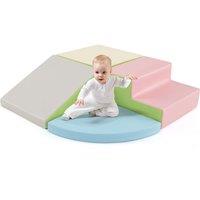 Costway Baby Climb & Crawl Foam Block Play Set 4-Piece Kids Soft Toy Set-Pink