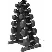 FLAVORA Dumbbell Rack Storage Stand Tree Hex Vertical Weight in Black | Size: 0-12 m