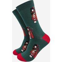 Sock Talk Men's Scottish Highland Bagpiper Bamboo Socks in Green | Size: 7-11