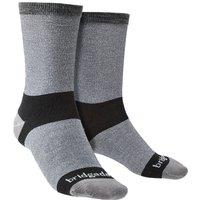 Bridgedale Men's 2 Pairs Liner Base Layer Coolmax Liner Boot Socks in Grey | Size: 12-14
