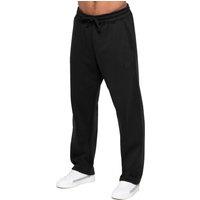 Enzo Men's Relaxed Fit Open Hem Joggers in Black | Size: XL