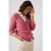 Damart Women's Pointelle trim V-neck cardigan in Rose | Size: 10-12