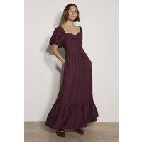 Apricot Women's Smocked Shimmer Maxi Dress in Burgundy | Size: 8