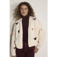 Apricot Women's Chunky Knit Butterfly Applique Cardigan in Cream | Size: 10