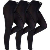 THMO Women's 3 Pack Multipack Black Thermal Footless Leggings, Winter Tights | Size: Medium