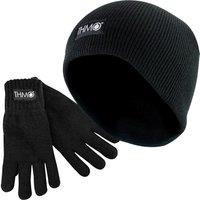 THMO Women's Hat & Gloves Winter Set in Black | Size: Small