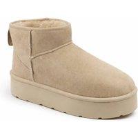 Down To Earth Women's Platform Ankle Boots with Faux Fur Lining in Cream | Size: 5