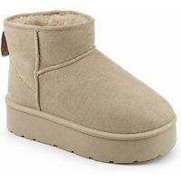 Down To Earth Women's Platform Ankle Boots with Faux Fur Lining in Cream | Size: 7
