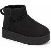 Down To Earth Women's Platform Ankle Boots with Faux Fur Lining in Black | Size: 6