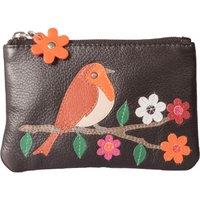 Mala leather Women's Robin Bird RFID Leather Coin Purse in Black