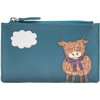Mala leather Women's Highland Cow Leather RFID Purse in Teal