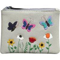 Mala leather Women's Sophia Floral Butterflies RFID Coin Purse in Grey
