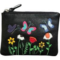 Mala leather Women's Sophia Floral Butterflies RFID Coin Purse in Black