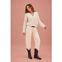 Zafosh Women's Chunky Knit Button Front Cardigan Soft Winter Layering Wear in Beige | Size: Small