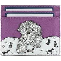 Mala leather Women's Coco Pup RFID Leather ID Dog Card Holder in Purple | Size: Small