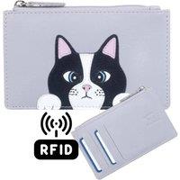 Mala leather Women's Vinny & Victor Cats Coin & Card Holder in Grey