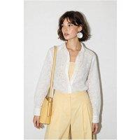 Bianco Lucci Women's Embroidered Relaxed-fit Woven Shirt in White | Size: Small