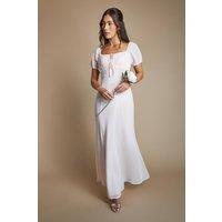 Oasis Women's Rose Angel Sleeve Wrap Bodice Chiffon Bridesmaid Maxi Dress | Size: 8