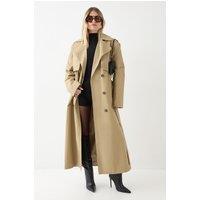 MissPap Women's Tailored Maxi Trench Coat in Stone | Size: 6