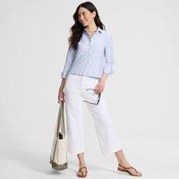Lands' End Women's Oxford Cropped Shirt with Step Hem in Blue | Size: Large