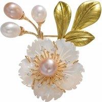 Angel Barocco Women's Freshwater Pearl Floral Brooch