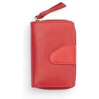 PRIMEHIDE Women's Bifold Purse - Real Leather, RFID Secure, 18 Card Slots in Red
