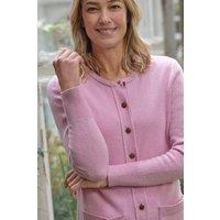 WoolOvers Women's Lambswool Crew Neck Cardigan in Pink | Size: Small