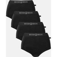 British Boxers Women's Pack of Four "Kohl Black" Bamboo Hipster Boxer Briefs in Black | Size: 8