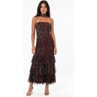 Anaya with Love Women's Scarf Detail Animal Print Bandeau Maxi Dress | Size: 16