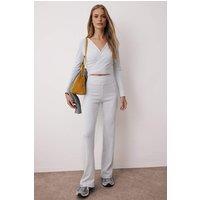 WOVCOR Women's 2-Piece Slim Leg Wrap Top & Knit Set in Grey | Size: Large