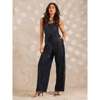 Rose & Nancy Women's indigo-sequin-jumpsuit in Blue | Size: Small