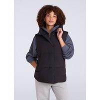 Animal Women's 'Oslo' Casual Funnel Neck Warm Padded Hooded Winter Full Zip Gilet in Jet Black | Size: 6